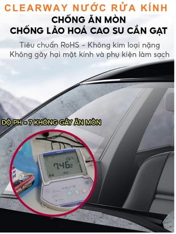Nước Rửa Kính Ô Tô CLEARWAY - Làm Sạch Sâu, Không Vệt, An Toàn Cho Cần Gạt - Hương Chanh Sả Tự Nhiên, 5L Tiết Kiệm