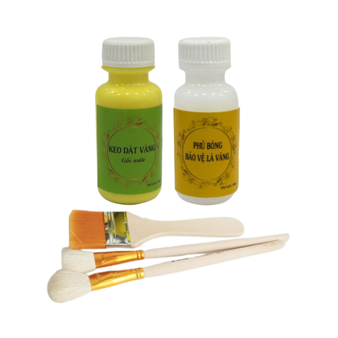 Keo Phủ Dát Vàng Gốc Nước 30ml - Bộ Chổi Cọ Vẽ Dùng Cho Hoa Quả, Thạch Cao, Xi Măng, Giấy Vải, Đồ Da