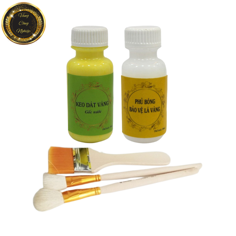 Keo Phủ Dát Vàng Gốc Nước 30ml Kèm Chổi Cọ - Phù Hợp Để Dát Vàng Hoa Quả, Thạch Cao, Giấy Vải, Đồ Da