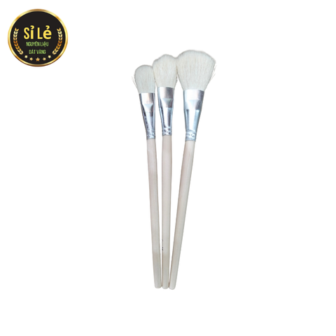 Bộ 3 cọ chổi lông thỏ vệ sinh keo phủ - Dụng cụ nghệ thuật dát vàng, cán gỗ chắc chắn, mềm mại