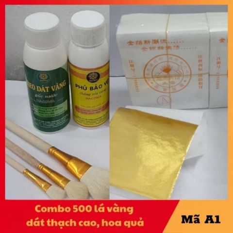 Combo Dát Vàng Gốc Nước 500 Lá Vàng A1 - Bộ Phụ Kiện Chuyên Dụng Cho Nghệ Thuật Trang Trí và Thủ Công mỹ nghệ