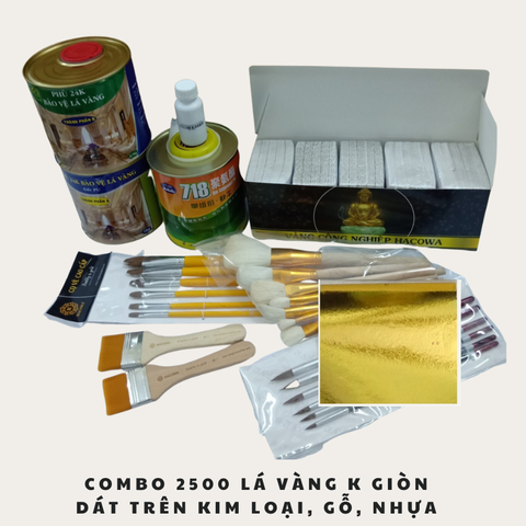 Bộ Dát Vàng Gốc PU Hacowa 2500 Lá Vàng 24K Keo 718 Phủ Bảo Vệ Kèm Bộ Phụ Kiện Dát Vàng Trên Gỗ, Kim Loại, Nhựa, Đá, Gốm Sứ