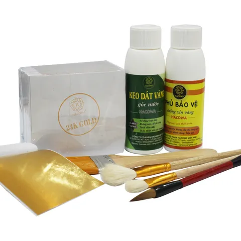 Combo dát vàng gốc nước gồm 500 lá vàng 24k Gold kèm đủ phụ kiện