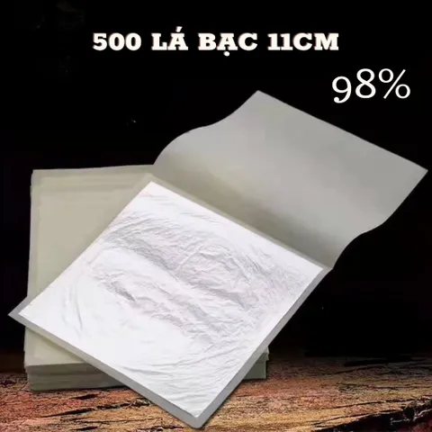 100 Lá Bạc Thật 9999 - Kích Thước 11cm Dùng Trang Trí Bánh, Thực Phẩm, Nội Thất, Đồ Thờ Cao Cấp
