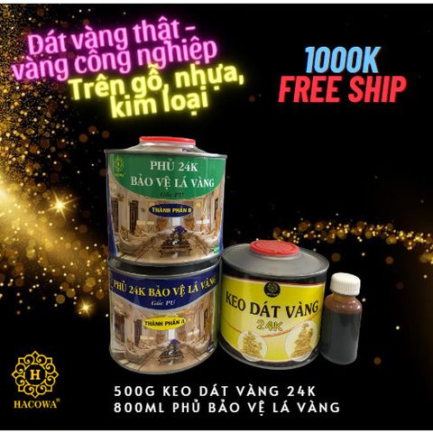 Combo keo dát vàng 24K cho kim loại, gỗ, nhựa - Bộ phủ 2 thành phần tạo hiệu ứng bóng sáng hoàn hảo