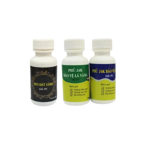 Combo Keo Dán Lá Vàng Gốc PU Nhỏ - Bảo Vệ Và Dát Vàng 24K Cho Gỗ, Kim Loại, Nhựa, Đá, Thủy Tinh, Gốm Sứ