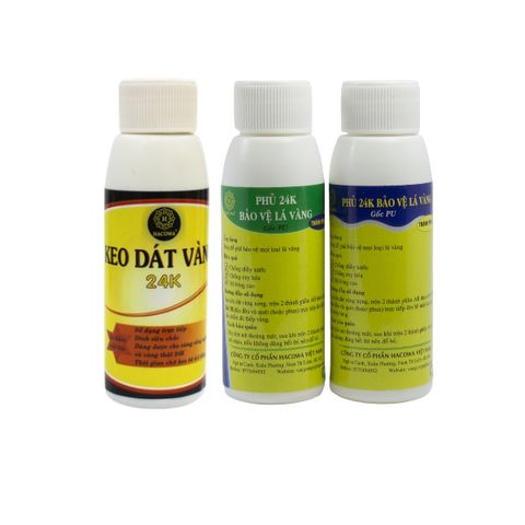 Keo Dán Vàng 24K 100ml & Phủ Bảo Vệ Vàng PU 170ml - Chuyên Dùng Dát Vàng Kim Loại, Gỗ, Nhựa, Đá, Gốm Sứ, Dễ Thi Công, Độ Bóng Cao