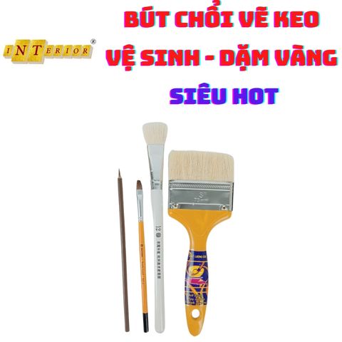 Combo Bút Chổi Cọ Đa Năng - Bút Vẽ Keo Dát Vàng Siêu Bền, Không Rụng Lông, Chuyên Dụng Cho Họa Sĩ & Thợ Thi Công Mỹ Thuật