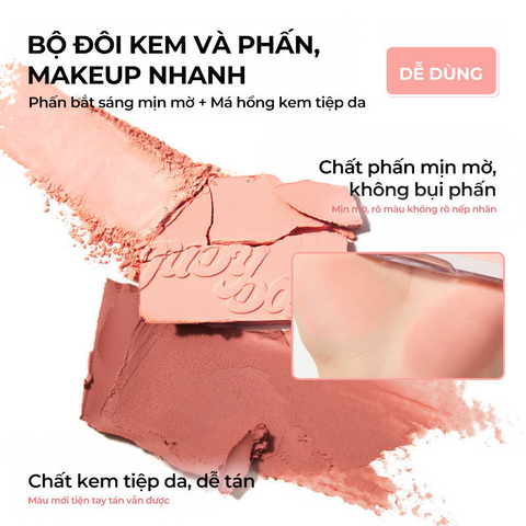 Bảng Phấn Má Hồng Bắt Sáng Judydoll 4 Ô Đa Năng - Phấn Mịn, Trang Điểm Tự Nhiên Kiểu Dáng Nổi Bật