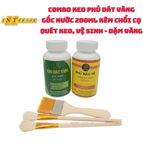 Keo Phủ Dát Vàng Gốc Nước 200ml Kèm Chổi Cọ - Dùng Cho Hoa Quả, Thạch Cao, Xi Măng, Giấy Vải, Đồ Da 424230