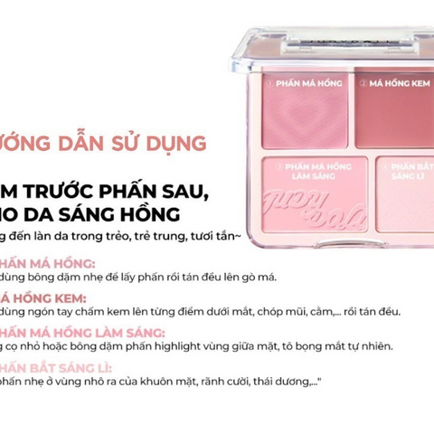 Bảng Phấn Má Hồng Bắt Sáng Judydoll 4 Ô Đa Năng - Phấn Mịn, Trang Điểm Tự Nhiên Kiểu Dáng Nổi Bật
