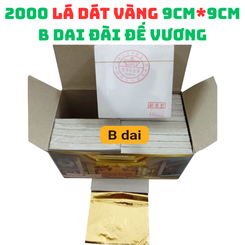 Hộp 2000 lá vàng Đế Vương B dai - Dát vàng trang trí nội thất, đồ thờ, tượng phật, sáng bóng bền màu, dễ thi công