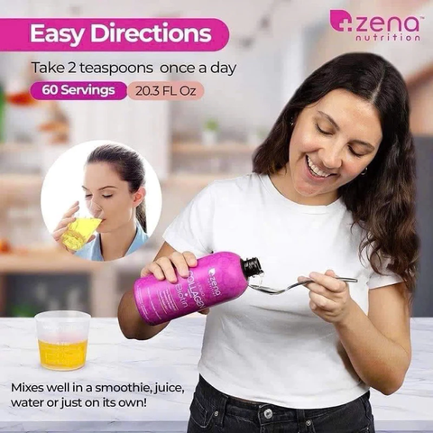 Collagen + Biotin dạng nước Zena Nutrition - Bổ sung sức khỏe cho da, tóc, và móng, Hàng Mỹ, Dễ hấp thụ, Trẻ hóa da.