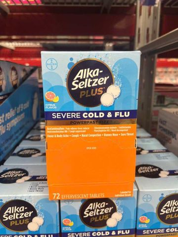 Viên sủi giảm cảm lạnh Alka Seltzer Cold & Flu 72 viên - Giúp giảm triệu chứng cảm cúm nhanh chóng và hiệu quả