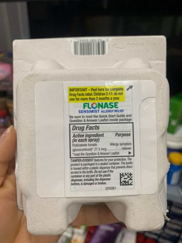 Chai Xịt Mũi Dị Ứng Flonase Sensimist Allergy Relief - Hiệu Quả Sau 1 Lần Xịt - Set 2 Chai Chính Hãng Mỹ