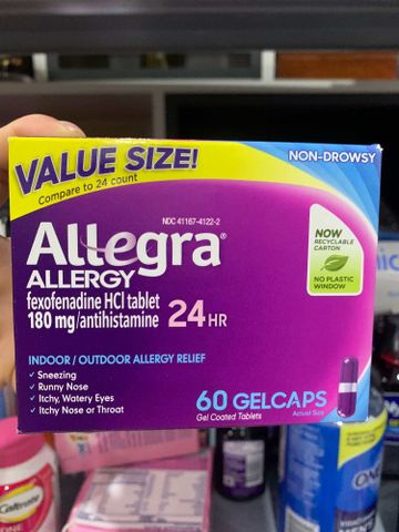 Thuốc Giảm Dị Ứng Allegra Người Lớn 180mg - Hộp 60 Viên, 24 Giờ Hiệu Quả, Giải Quyết Vấn Đề Dị Ứng