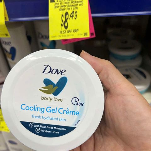 Kem Dưỡng Ẩm Làm Mát Da Dove Body Love Cooling Gel Creme 145ml - Không Nhờn Rít, Dưỡng Ẩm Lâu Dài, Phù Hợp Mọi Loại Da