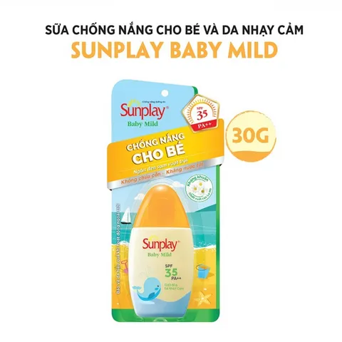 Kem Chống Nắng Sunplay Baby Mild SPF35 PA++ 30g - Sữa Dịu Nhẹ Cho Da Nhạy Cảm và Bé Từ 6 Tháng Tuổi, Chống Nước, Chống UV