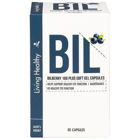 Viên uống tăng cường thị lực Living Healthy Bilberry 10000mg Plus Lutein - Hỗ trợ mắt khỏe, giảm khô, mỏi, và cải thiện tầm nhìn ban đêm, 60 viên