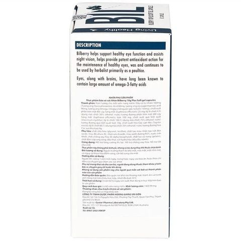 Viên uống tăng cường thị lực Living Healthy Bilberry 10000mg Plus Lutein - Hỗ trợ mắt khỏe, giảm khô, mỏi, và cải thiện tầm nhìn ban đêm, 60 viên