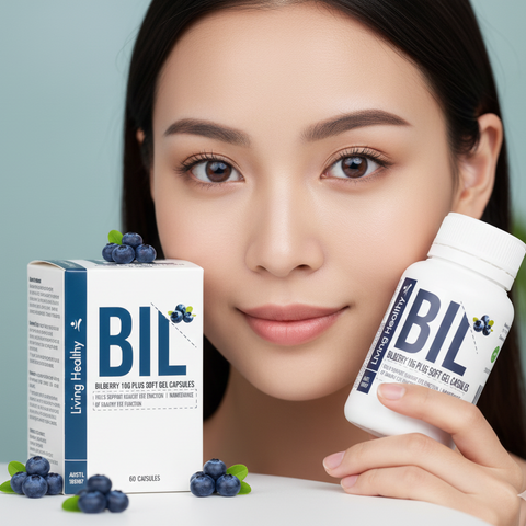 Viên uống tăng cường thị lực Living Healthy Bilberry 10000mg Plus Lutein - Hỗ trợ mắt khỏe, giảm khô, mỏi, và cải thiện tầm nhìn ban đêm, 60 viên