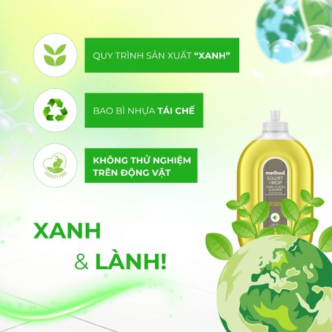 Nước Lau Sàn Đa Năng Method Tinh Dầu Chanh Gừng 739ml - Sạch Bóng, Khử Khuẩn An Toàn Cho Sàn Nhà