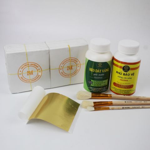 Combo Dát Dừa Siêu Tiết Kiệm - Bộ Phụ Kiện Trang Trí Thủ Công Với 1000 Lát Vàng Và Keo Chuyên Dùng Cho Đồ Nghệ Thuật