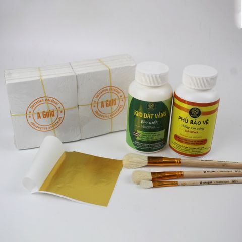 Combo Dát Dừa Siêu Tiết Kiệm - Bộ Phụ Kiện Trang Trí Thủ Công Với 1000 Lát Vàng Và Keo Chuyên Dùng Cho Đồ Nghệ Thuật
