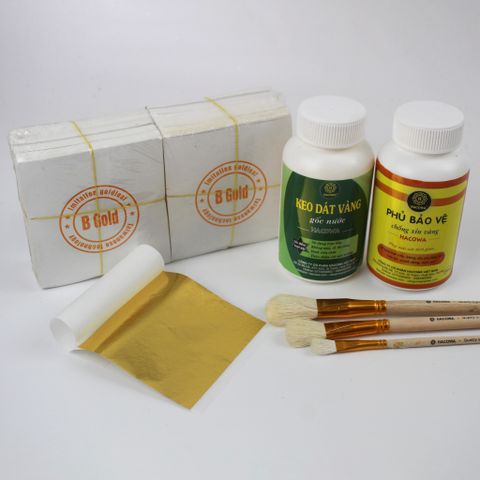 Combo Dát Dừa Siêu Tiết Kiệm - Bộ Phụ Kiện Trang Trí Thủ Công Với 1000 Lát Vàng Và Keo Chuyên Dùng Cho Đồ Nghệ Thuật