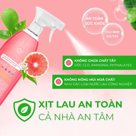 Nước Xịt Đa Năng Method Tinh Dầu Bưởi Hồng 828ml - Giải Pháp Lau Sạch An Toàn, Kháng Khuẩn và Thân Thiện Môi Trường