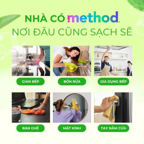 Nước Xịt Đa Năng Method Tinh Dầu Chanh & Muối Biển 828ml - Làm Sạch An Toàn, Khử Mùi, Diệt Khuẩn Từ Thiên Nhiên