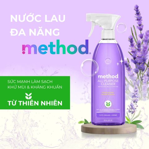 Nước Lau Đa Năng Method Tinh Dầu Oải Hương 828ml - An Toàn Cho Da, Sạch Mọi Bề Mặt, Hương Thơm Dễ Chịu