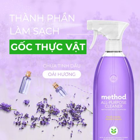 Nước Lau Đa Năng Method Tinh Dầu Oải Hương 828ml - An Toàn Cho Da, Sạch Mọi Bề Mặt, Hương Thơm Dễ Chịu