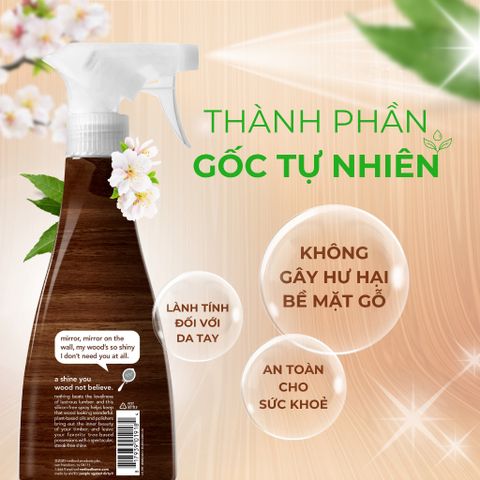 Nước Xịt Bóng Đồ Gỗ Method Wood Polish 414ml - Tinh Dầu Hạnh Nhân, Làm Sáng Bóng Bề Mặt Gỗ, Duy Trì Nội Thất Bền Đẹp