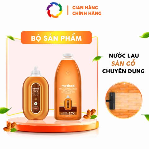 Bộ sản phẩm nước lau sàn gỗ Method (Mỹ) hương Hạnh Nhân - Chai xịt 739ml + Refill 2L an toàn, thân thiện với môi trường, làm sạch hiệu quả.