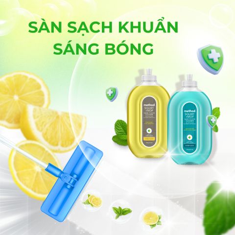 Nước Lau Sàn Đa Năng Method 739ml - Hương Spa Tươi Mát, Giúp Sàn Sáng Bóng, Khử Khuẩn Tự Nhiên, Thích Hợp Cho Sàn Gỗ và Vinyl