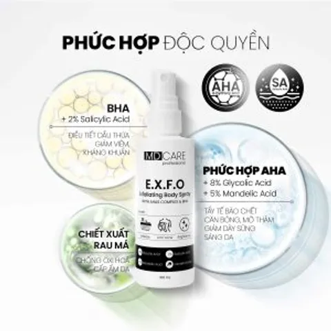 Xịt Tẩy Tế Bào Body MD Care 100ml - Sản phẩm chăm sóc body tự nhiên, làm sạch và tái tạo giảm mụn body