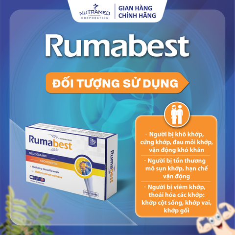 Viên uống Rumabest hỗ trợ xương khớp - Giảm khô cứng, đau mỏi do viêm và thoái hóa khớp - Bổ trợ sức khỏe hiệu quả (30 viên)