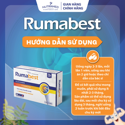 Viên uống Rumabest hỗ trợ xương khớp - Giảm khô cứng, đau mỏi do viêm và thoái hóa khớp - Bổ trợ sức khỏe hiệu quả (30 viên)