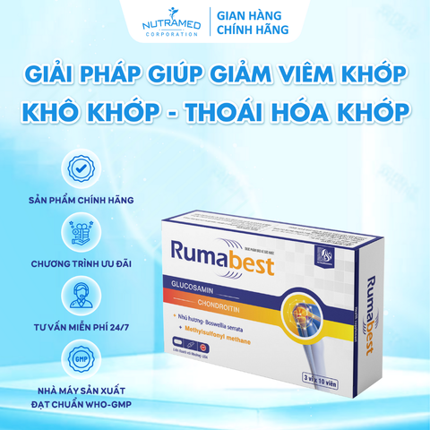 Viên uống Rumabest hỗ trợ xương khớp - Giảm khô cứng, đau mỏi do viêm và thoái hóa khớp - Bổ trợ sức khỏe hiệu quả (30 viên)