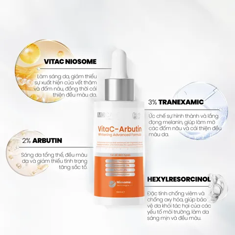 [Tặng SRM 30ML] Serum Trắng Sáng Da MD Care VitaC Arbutin 30ml - Dưỡng Ẩm, Làm Sáng Da nhanh+ 2 nạ NMF