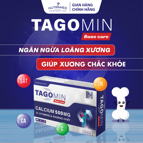 Viên uống hỗ trợ xương Tagomin Bonecare - Ngăn ngừa loãng xương, chắc khỏe xương, bổ sung Canxi & Vitamin D, 30 viên