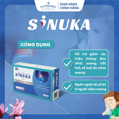Viên uống Sinuka hỗ trợ giảm đau viêm xoang - Giải pháp hiệu quả cho hắt hơi, sổ mũi - Nutramed (30 viên)