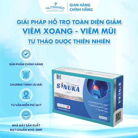 Viên uống Sinuka hỗ trợ giảm đau viêm xoang - Giải pháp hiệu quả cho hắt hơi, sổ mũi - Nutramed (30 viên)