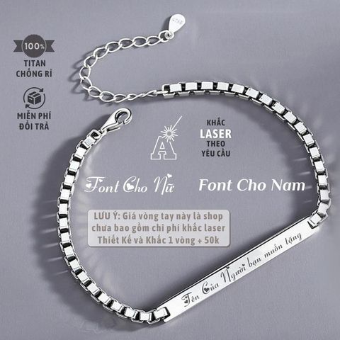 Vòng tay đôi khắc tên cá nhân hóa Titan không gỉ - Quà tặng tình yêu lắc tay unisex cho cặp đôi, hàng có sẵn, giao nhanh 24h