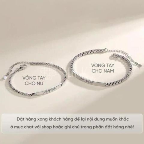 Vòng Tay Cặp Khắc Tên Miễn Phí Minco - Lắc Tay Đôi Nam Nữ Tình Bạn Chất Liệu Thép Titan, Phụ Kiện Ý Nghĩa