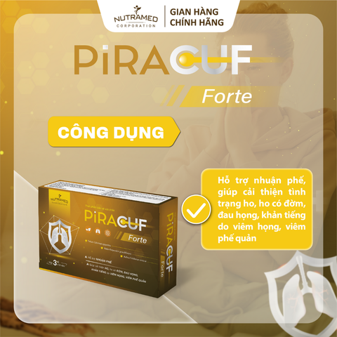 Viên uống Piracuf Forte hỗ trợ giảm ho, chống viêm, giảm phản ứng viêm cho viêm đường hô hấp mãn tính (30 viên)