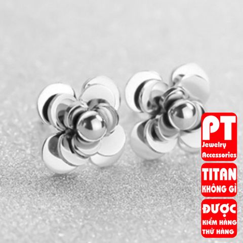 Bông Tai Nam Titan Cao Cấp Hoa Trà - Phong Cách Nam Tính, Không Gỉ, An Toàn Cho Da, Quà Tặng Đặc Biệt