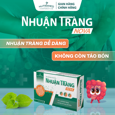 Viên uống Nhuận Tràng Nova hỗ trợ nhuận tràng, giảm táo bón, tăng cường sức khoẻ đường ruột (20 viên)