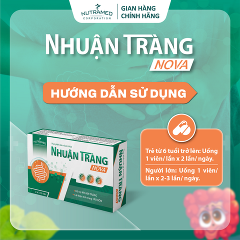 Viên uống Nhuận Tràng Nova hỗ trợ nhuận tràng, giảm táo bón, tăng cường sức khoẻ đường ruột (20 viên)
